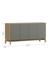 BUFFET 4 PORTAS 1 GAVETA METRA CARVALHO COM VERDE ACINZENTADO