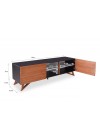 Rack Itaim Preto Com Nicho e Portas Jatobá 160cm