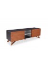 Rack Itaim Preto Com Nicho e Portas Jatobá 160cm