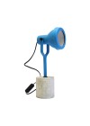 luminária mesa cor azul com base de concreto