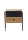 mesa de cabeceira 2 gavetas pine dual com preto pes imbuia frente