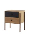 mesa de cabeceira 2 gavetas pine dual com preto pes imbuia lado
