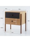 mesa de cabeceira 2 gavetas pine dual com preto pes imbuia medidas