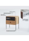 mesa de cabeceira 2 gavetas pine dual com preto pes metal info