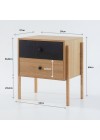 mesa de cabeceira 2 gavetas pine dual com preto pes tauari medidas