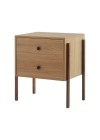 mesa de cabeceira 2 gavetas pine dual pes imbuia lado