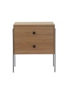 mesa de cabeceira 2 gavetas pine dual pes metal frente