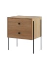 mesa de cabeceira 2 gavetas pine dual pes metal lado