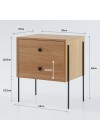 mesa de cabeceira 2 gavetas pine dual pes metal medidas