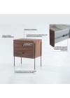 mesa de cabeceira 2 gavetas pine pau ferro pes metal info