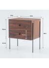 mesa de cabeceira 2 gavetas pine pau ferro pes metal medidas