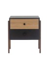 mesa de cabeceira 2 gavetas pine preto com dual pes imbuia frente
