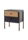 mesa de cabeceira 2 gavetas pine preto com dual pes imbuia lado