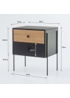 mesa de cabeceira 2 gavetas pine preto com dual pes metal medidas