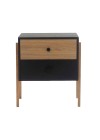 mesa de cabeceira 2 gavetas pine preto com dual pes tauari frente