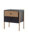 mesa de cabeceira 2 gavetas pine preto com dual pes tauari lado