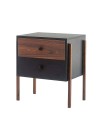 mesa de cabeceira 2 gavetas pine preto com pau ferro pes imbuia lado