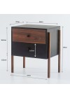 mesa de cabeceira 2 gavetas pine preto com pau ferro pes imbuia medidas