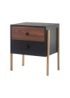mesa de cabeceira 2 gavetas pine preto com pau ferro pes tauari lado