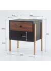 mesa de cabeceira 2 gavetas pine preto com pau ferro pes tauari medidas