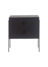 mesa de cabeceira 2 gavetas pine preto pes metal frente