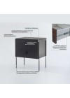 mesa de cabeceira 2 gavetas pine preto pes metal info
