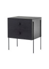 mesa de cabeceira 2 gavetas pine preto pes metal lado