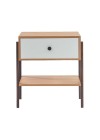 mesa de cabeceira pine dual com gaveta branco pes imbuia frente