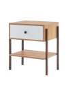 mesa de cabeceira pine dual com gaveta branco pes imbuia lado