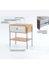 mesa de cabeceira pine dual com gaveta branco pes metal info