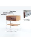 mesa de cabeceira pine dual com gaveta pau ferro pes metal info