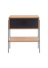 mesa de cabeceira pine dual com gaveta preto pes metal frente