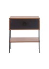 mesa de cabeceira pine freijo com gaveta preto pes metal frente