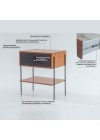mesa de cabeceira pine freijo com gaveta preto pes metal info
