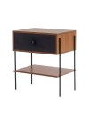 mesa de cabeceira pine freijo com gaveta preto pes metal lado