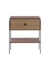 mesa de cabeceira pine pau ferro com gaveta dual pes metal frente