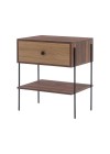 mesa de cabeceira pine pau ferro com gaveta dual pes metal lado