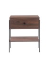 mesa de cabeceira pine pau ferro com gaveta pau ferro pes metal frente