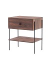 mesa de cabeceira pine pau ferro com gaveta pau ferro pes metal lado