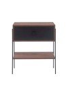 mesa de cabeceira pine pau ferro com gaveta preto pes metal frente