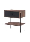 mesa de cabeceira pine pau ferro com gaveta preto pes metal lado
