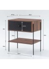 mesa de cabeceira pine pau ferro com gaveta preto pes metal medidas