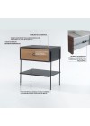 mesa de cabeceira pine preto com gaveta dual pes metal info
