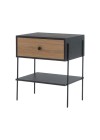 mesa de cabeceira pine preto com gaveta dual pes metal lado