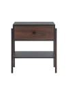 mesa de cabeceira pine preto com gaveta pau ferro pes imbuia frente