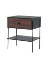 mesa de cabeceira pine preto com gaveta pau ferro pes metal lado