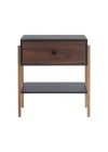mesa de cabeceira pine preto com gaveta pau ferro pes tauari frente