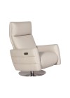 Poltrona Natuzzi monarco retratil em couro natural off white