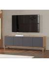 RACK 2 PORTAS 2 GAVETAS METRA TAUARI COM CINZA GRAFITE