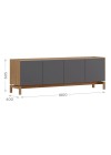 RACK 2 PORTAS 2 GAVETAS METRA TAUARI COM CINZA GRAFITE